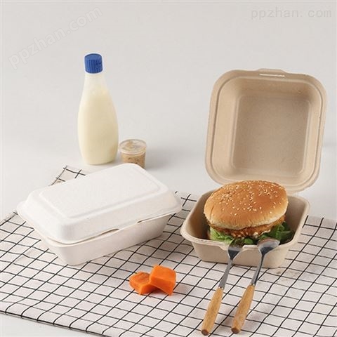 沃森6寸汉堡盒环保甘蔗浆打包餐盒降解餐具